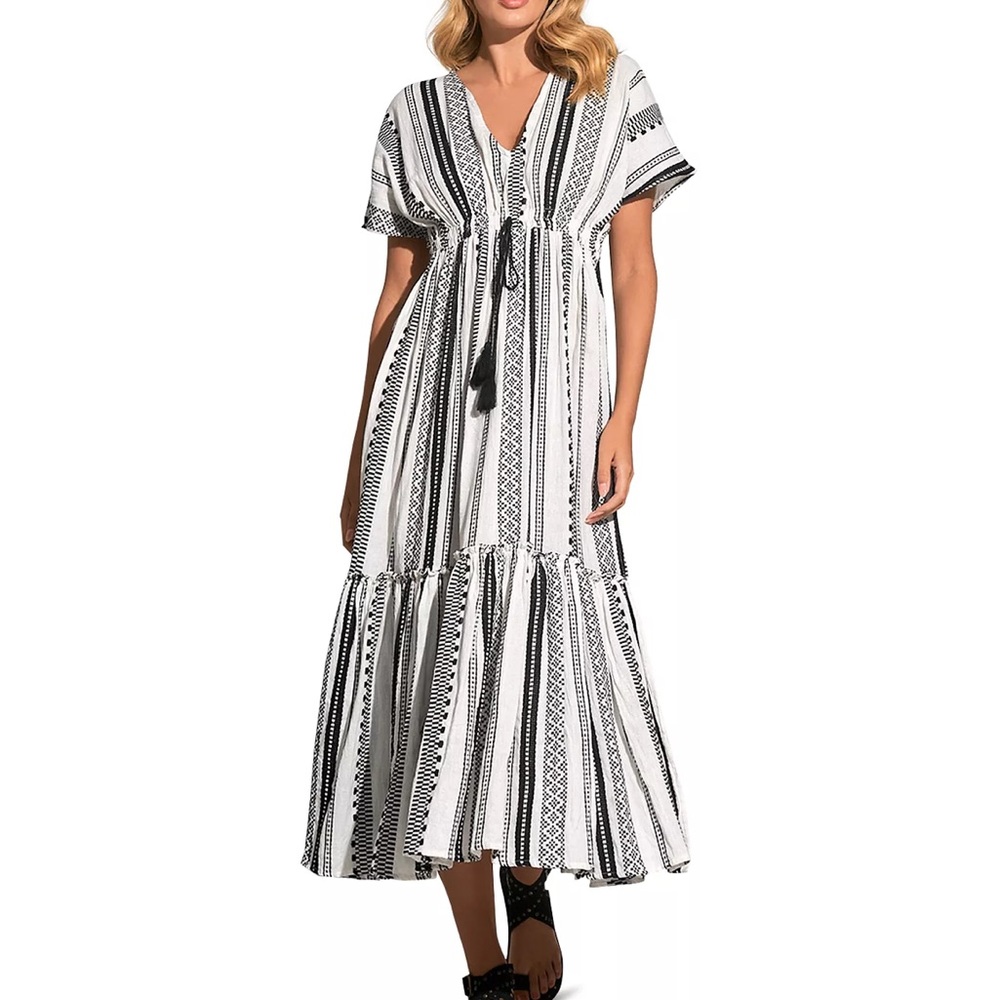 Elan short-sleeve V neck Maxi dress